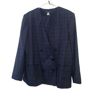 Vintage Chad Stevens 2pcs Skirt Suit Plaid Windowpane XL